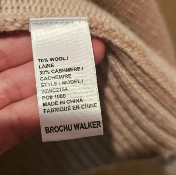 Brochu Walker Tan Wool Cashmere Waterfall Cardigan Size Small - Picture 3 of 6